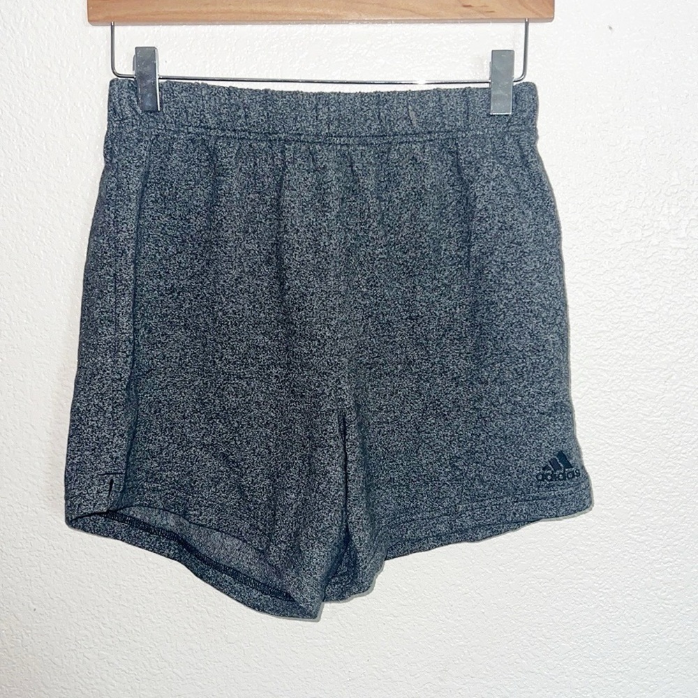 Adidas Charcoal Gray Pull On Comfy Women’s Black Logo Shorts